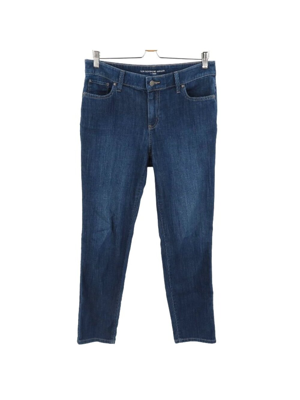 Chicos 0 Womens 4 Slim Boyfriend Ankle Denim Jeans Blue Cotton Blend Has Pockets
